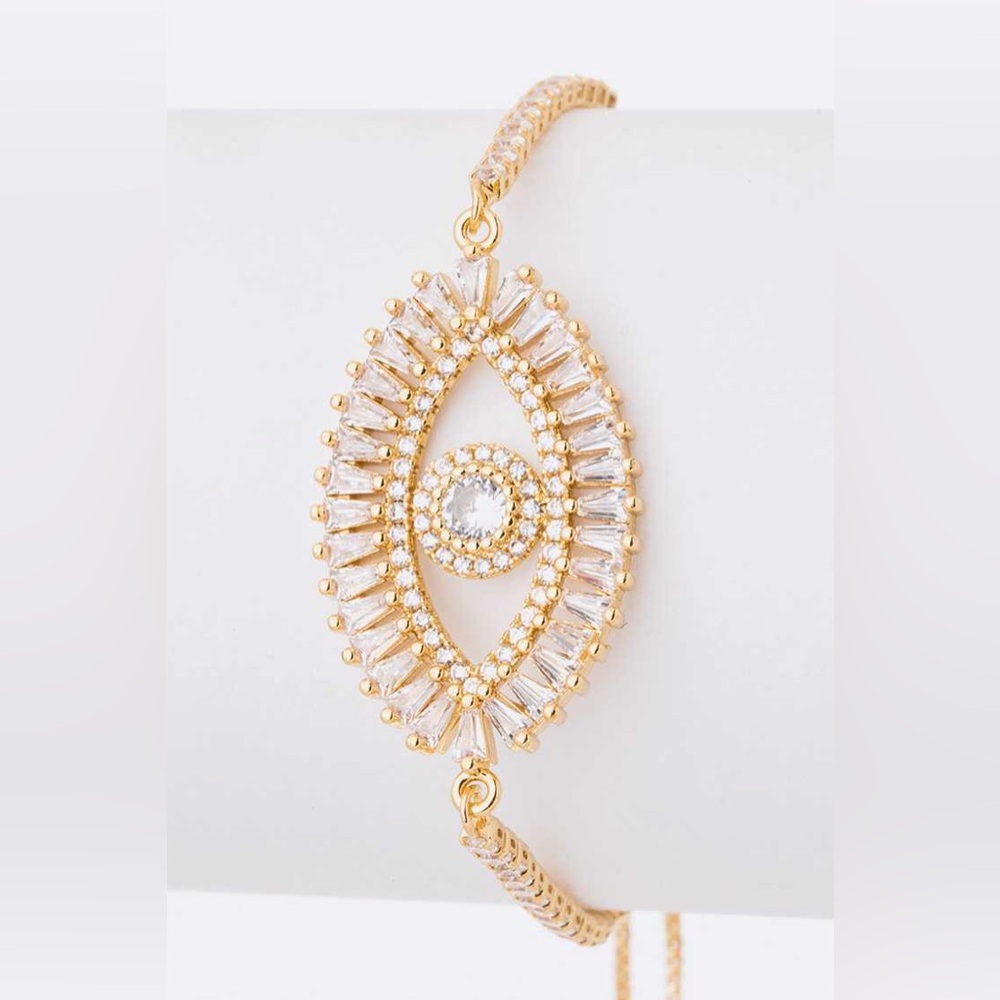 Cubic Zirconia Evil Eye Bolo Statement Bracelet
